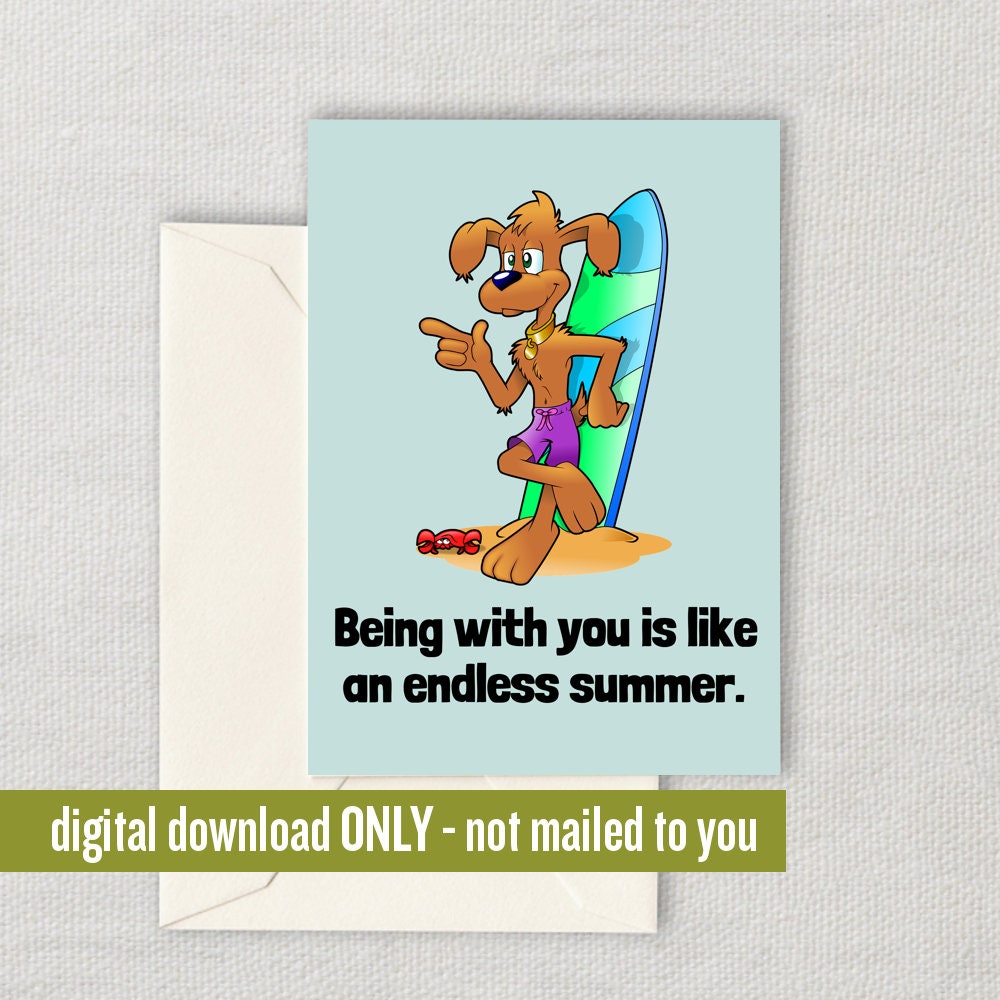 Cute Surfing Card Surfer Gift Surf Greeting Card Romantic Surfing Card Digital Download Printable Endless Summer Graphic Tee – Fan Favorite · Perfect For Daily Wear
