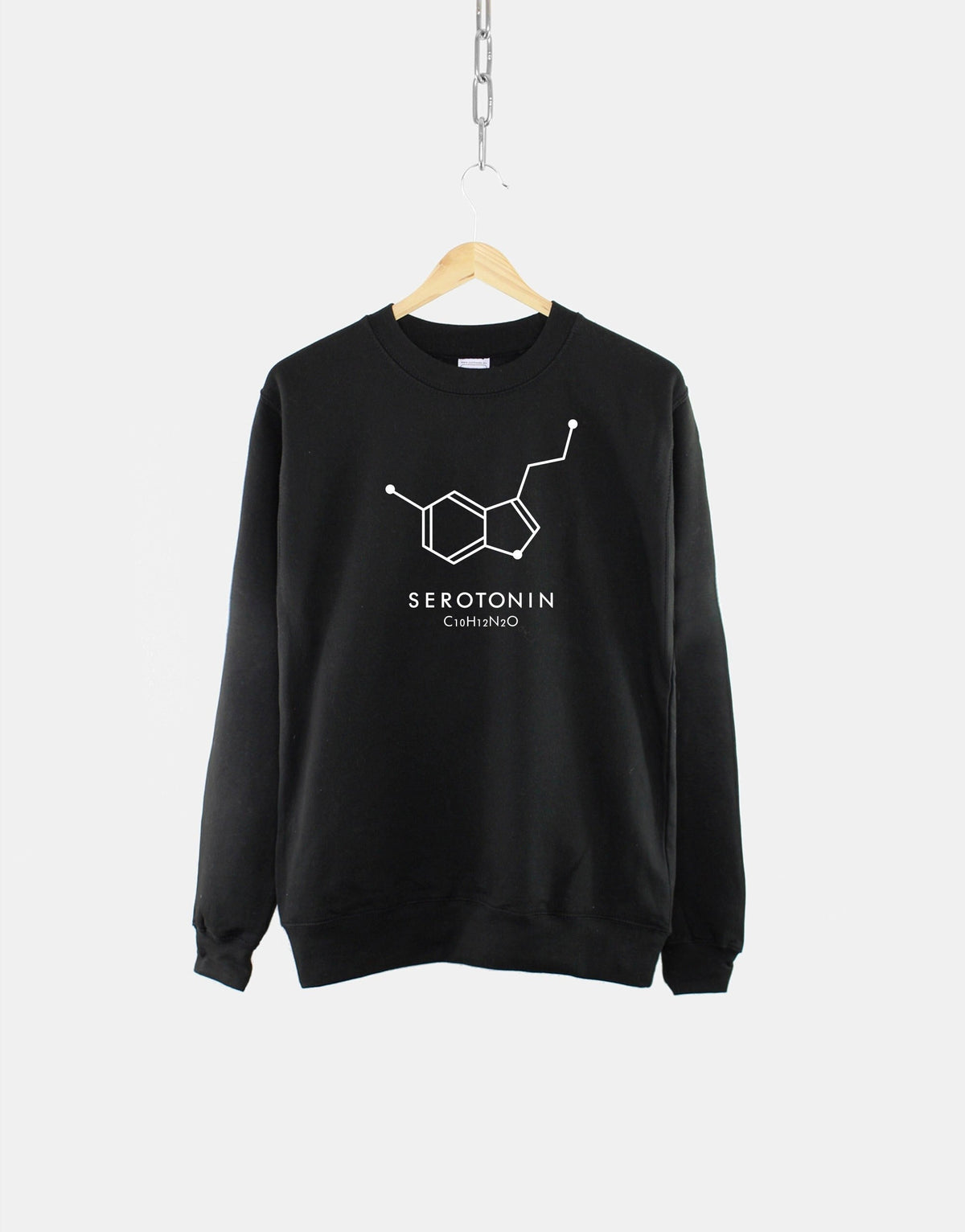 Serotonin Formula Sweatshirt Serotonin Molecular Structure Sweater Mental Health Shirt Serotonin Chemical Compound Jumper C10H12N2O Sweatshirt – Warm & Stylish · Perfect For Daily Wear