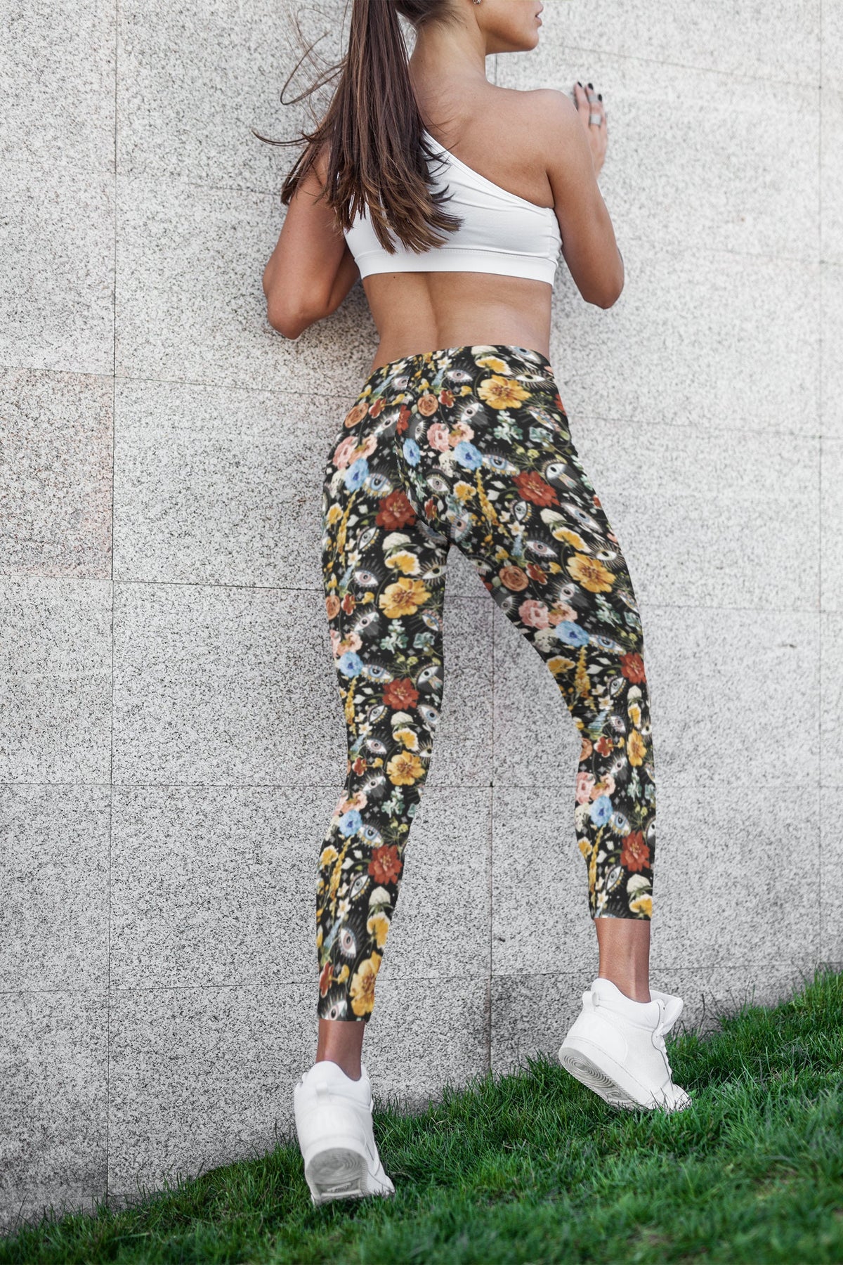 Cute Gothic Leggings Evil Eye Pattern Cool Floral Graphic Stylish Flower Print Soft Goth Yoga Pant Activewear For Women Aesthetic Graphic Tee – Cozy Vibes · Perfect For Daily Wear