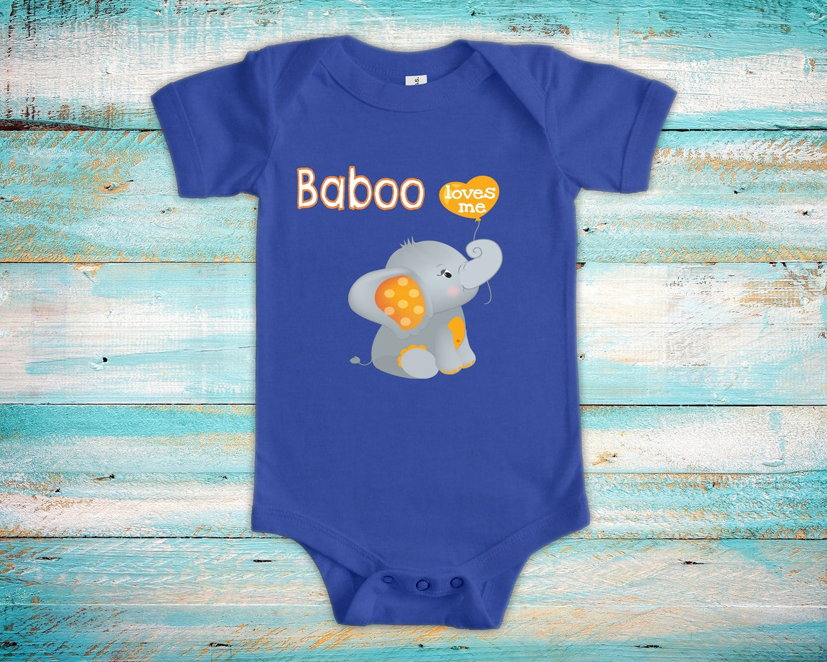 Baboo Loves Me Cute Grandpa Name Elephant Baby Bodysuit Tshirt or Toddler Shirt Special Grandfather Gift or Pregnancy Reveal Announcement Graphic Tee – Fan Favorite · Must-Have Style