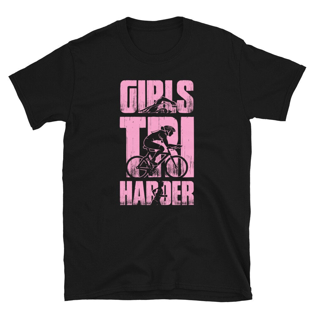 Triathlon Athlete Girls Tri Harder T Shirt Graphic Tee – Aesthetic Look · Perfect For Daily Wear