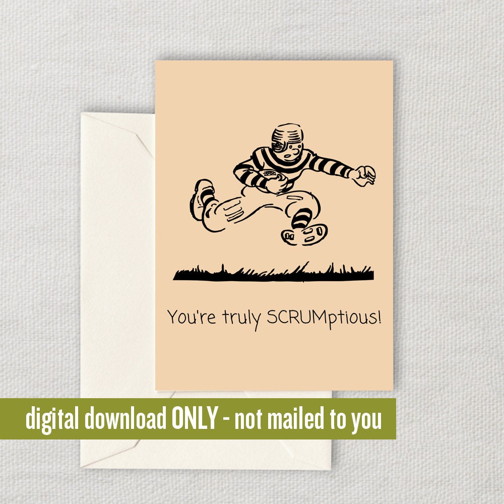 Rugby Greeting Card Rugby Printable Card Rugby Player Gift Valentine39s Day Anniversary Digital Download Truly Scrumptious Graphic Tee – Premium Graphic · Perfect For Daily Wear