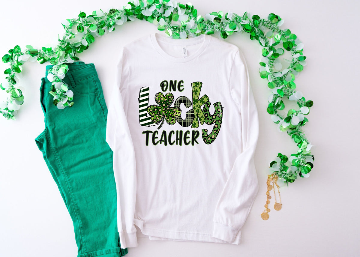 One Lucky Teacher St Pattys Shirt St Patricks Day Teacher shirt Irish Teacher shirt Lucky Green Shamrock Teacher Shirt Shamrock shirt Graphic Tee – Bold Style · Top Pick For Any Outfit