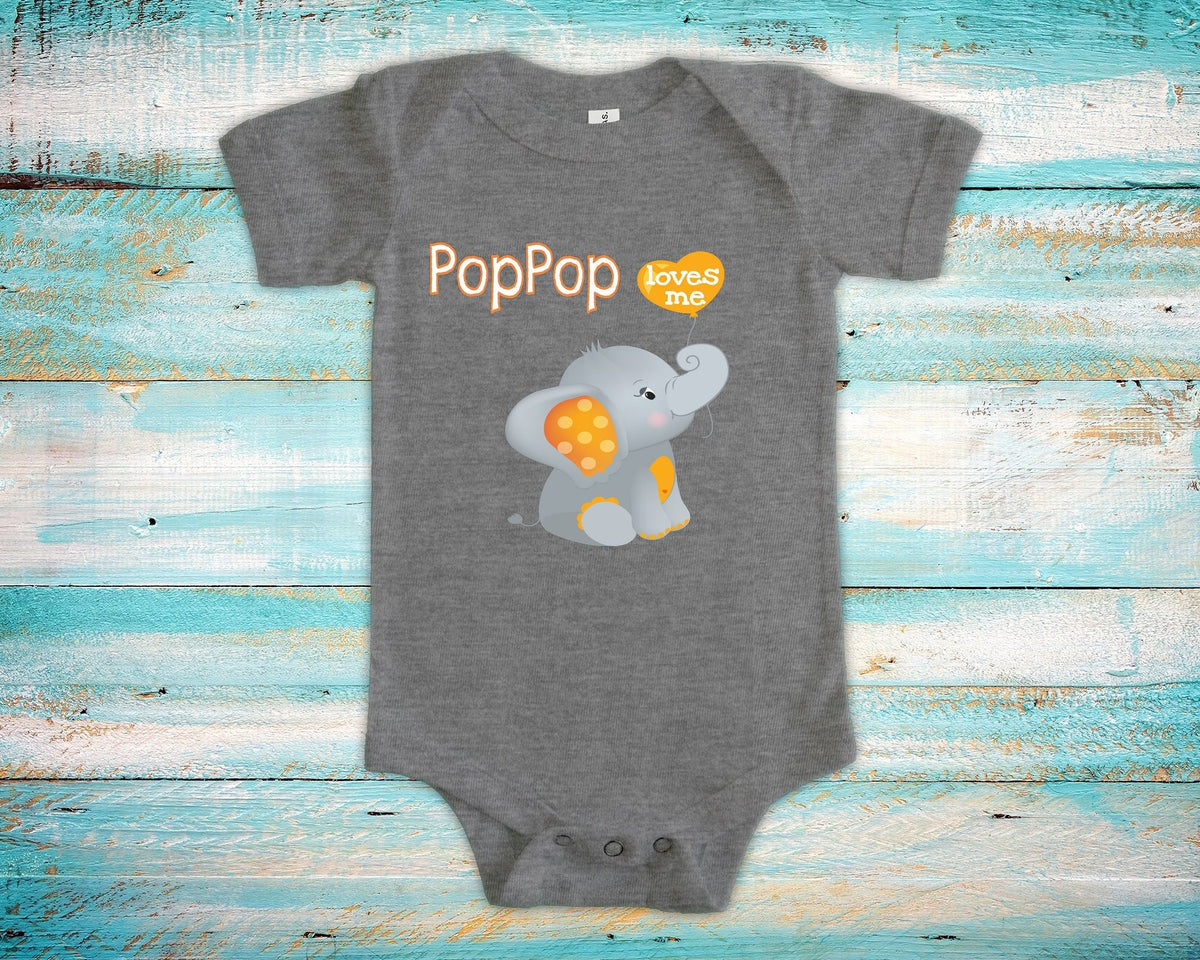 PopPop Loves Me Cute Grandpa Name Elephant Baby Bodysuit Tshirt or Toddler Shirt Special Grandfather Gift or Pregnancy Reveal Announcement Graphic Tee – Cozy Vibes · Great Gift For Fans