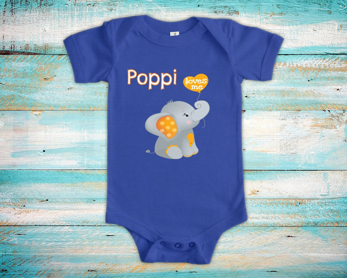 Poppi Loves Me Cute Grandpa Name Elephant Baby Bodysuit Tshirt or Toddler Shirt Special Grandfather Gift or Pregnancy Reveal Announcement Graphic Tee – Everyday Comfort · Great Gift For Fans