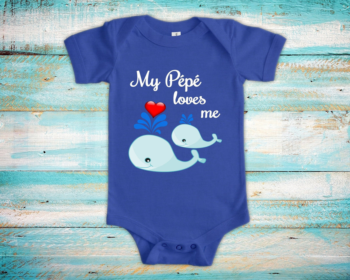 Pp Loves Me Cute Grandpa Name Whale Baby Bodysuit Tshirt or Toddler Shirt France French Grandfather Gift or Pregnancy Reveal Announcement Graphic Tee – Soft Feel · High-Quality Print