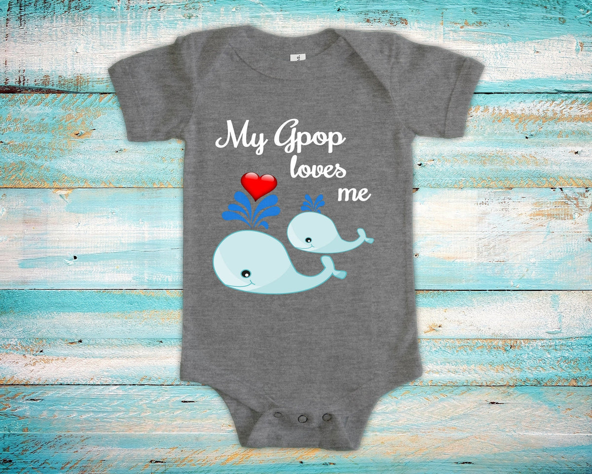 Gpop Loves Me Cute Grandpa Name Whale Baby Bodysuit Tshirt or Toddler Shirt Special Grandfather Gift or Pregnancy Reveal Announcement Graphic Tee – Warm & Stylish · High-Quality Print