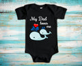 Dad Loves Me Cute Father Name Whale Baby Bodysuit Tshirt or Toddler Shirt Special Daddy Gift or Pregnancy Reveal Announcement Graphic Tee – Easygoing Wear · High-Quality Print