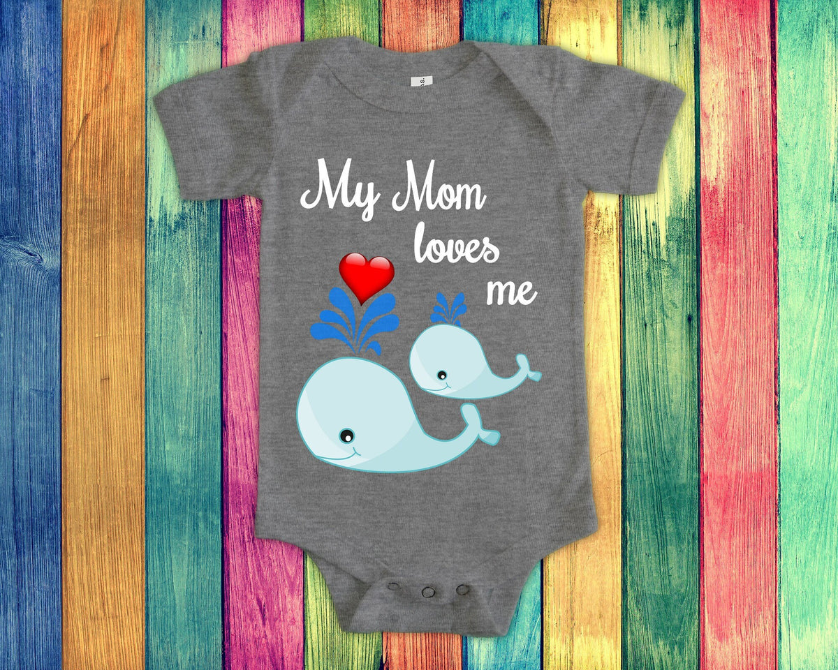 Mom Loves Me Cute Name Whale Baby Bodysuit Tshirt or Toddler Shirt Special Mother39s Day Gift or Pregnancy Reveal Announcement Graphic Tee – Premium Graphic · Trending Graphic Apparel