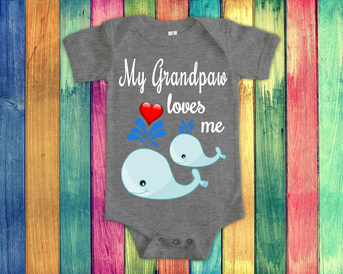 Grandpaw Loves Me Cute Grandpa Name Whale Baby Bodysuit Tshirt or Toddler Shirt Special Grandfather Gift or Pregnancy Reveal Announcement Graphic Tee – Fan Favorite · Must-Have Style