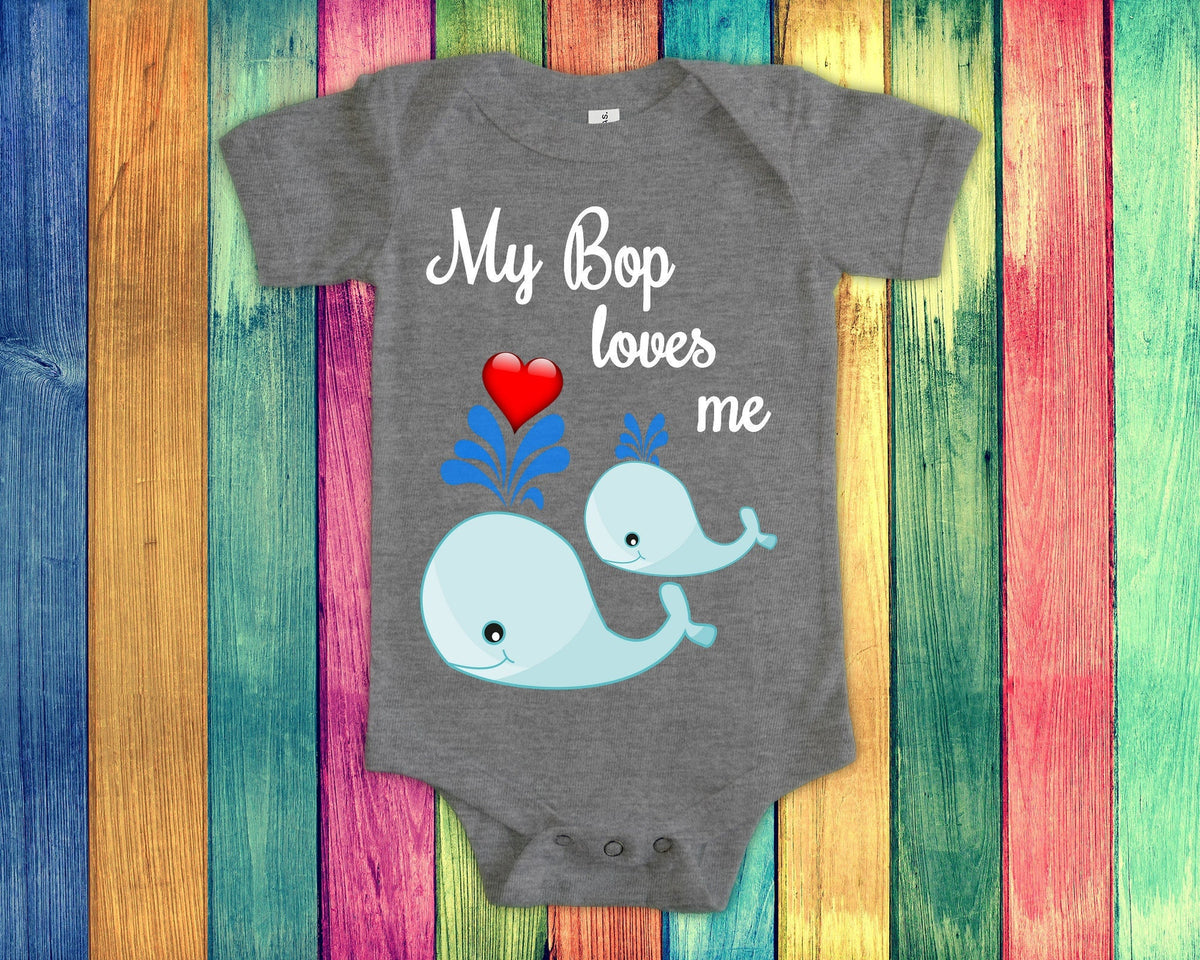 Bop Loves Me Cute Grandpa Name Whale Baby Bodysuit Tshirt or Toddler Shirt Special Grandfather Gift or Pregnancy Reveal Announcement Graphic Tee – Premium Graphic · Trending Graphic Apparel