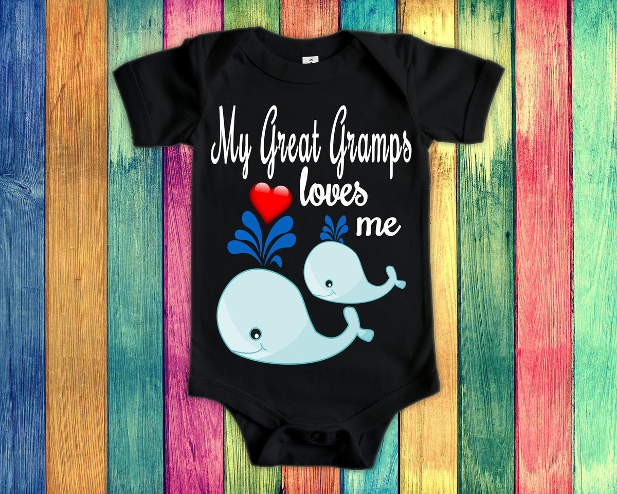 Great Gramps Loves Me Cute Great Grandpa Name Whale Baby Bodysuit Tshirt or Toddler Shirt Special Great Grandfather Gift or Pregnancy Reveal Graphic Tee – Easygoing Wear · Must-Have Style