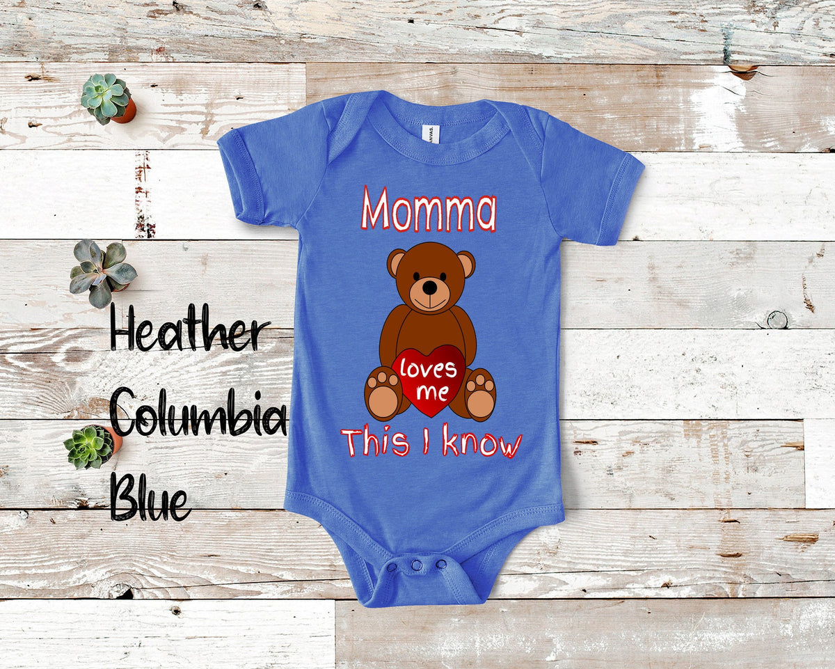 Momma Loves Me Cute Mom Name Bear Baby Bodysuit Tshirt or Toddler Shirt Special Mother39s Day Gift or Pregnancy Reveal Announcement Graphic Tee – Everyday Comfort · Must-Have Style