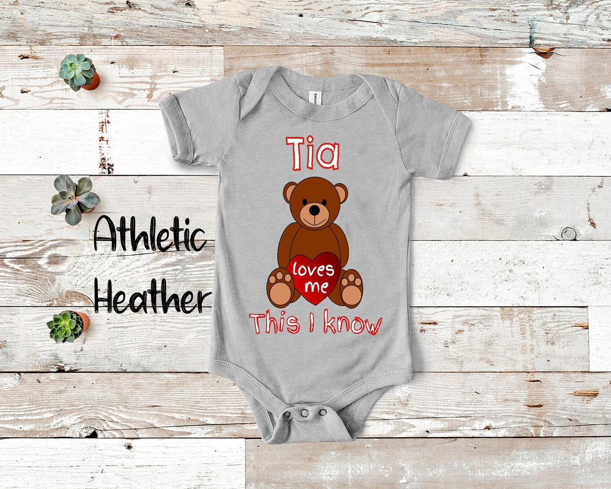 Tia Loves Me Cute Aunt Name Bear Baby Bodysuit Tshirt or Toddler Shirt Mexican Spanish Aunt Gift or Pregnancy Reveal Announcement Graphic Tee – Soft Feel · Perfect For Daily Wear