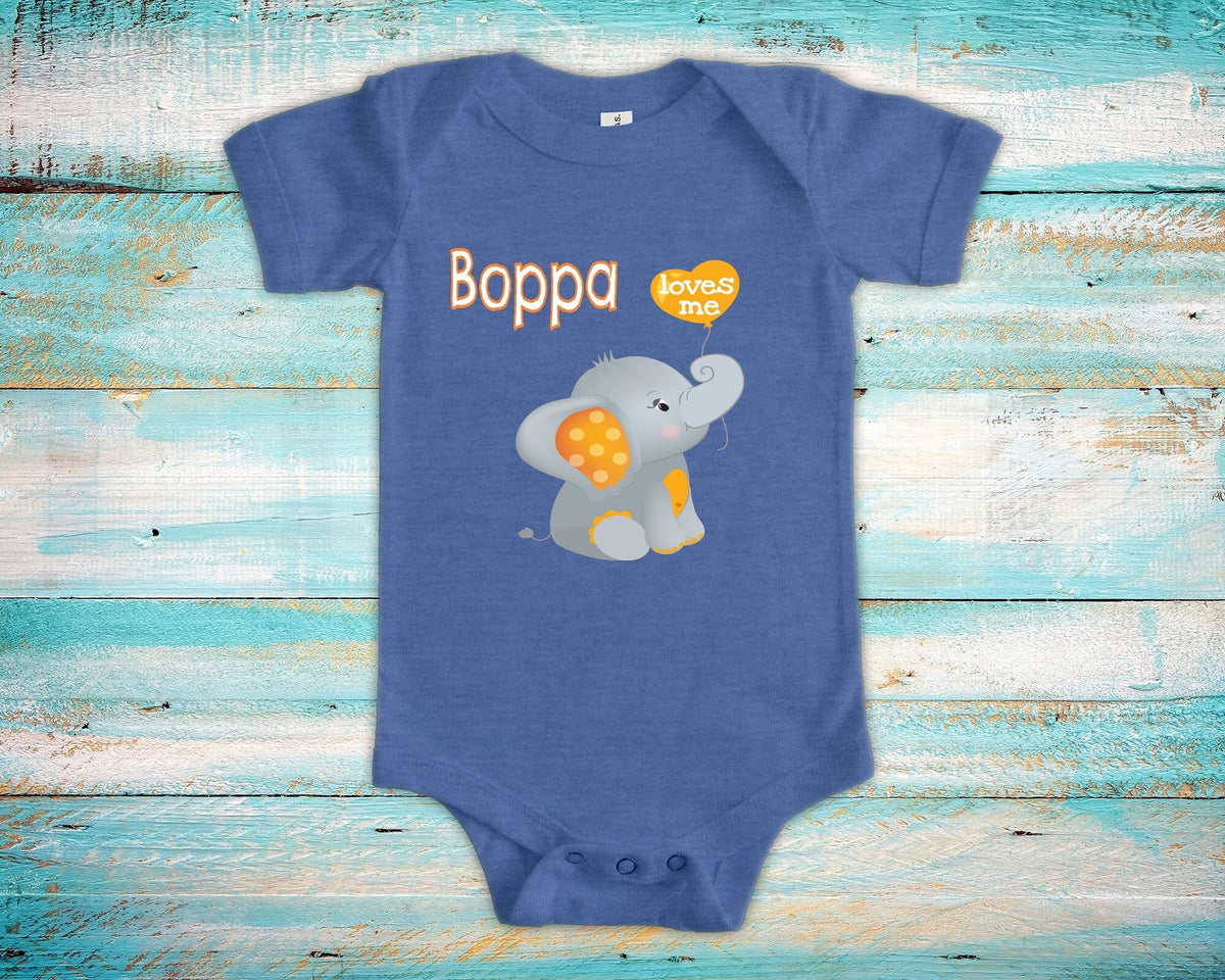 Boppa Loves Me Cute Grandpa Name Elephant Baby Bodysuit Tshirt or Toddler Shirt Special Grandfather Gift or Pregnancy Reveal Announcement Graphic Tee – Easygoing Wear · High-Quality Print