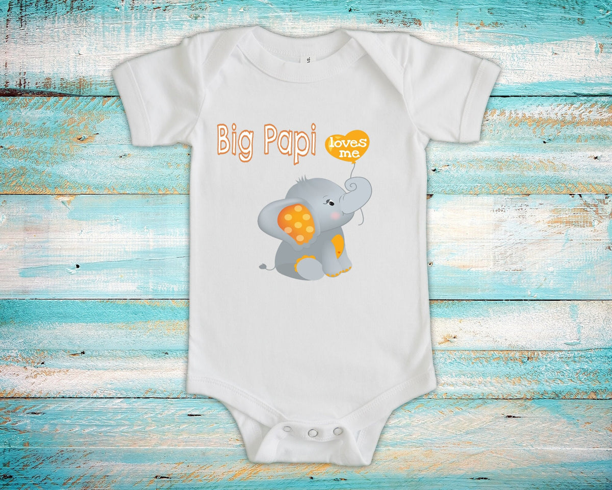 Big Papi Loves Me Grandpa Name Elephant Baby Bodysuit Tshirt or Toddler Shirt Special Grandfather Gift or Pregnancy Reveal Announcement Graphic Tee – Feel-Good Design · Trending Graphic Apparel