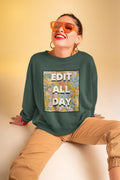 Cozy Photography Editing Day Sweatshirt with Flowers Editing Sweatshirt for Writers Cute Author Gift Idea Photographer Editor Gift Idea Sweatshirt – Cozy Vibes · Must-Have Style