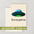 Spaceship Greeting Card UFO Funny Card Digital Download Printable Alien Ship Card Very Spatial To Me Valentine39s Day Graphic Tee – Easygoing Wear · Trending Graphic Apparel
