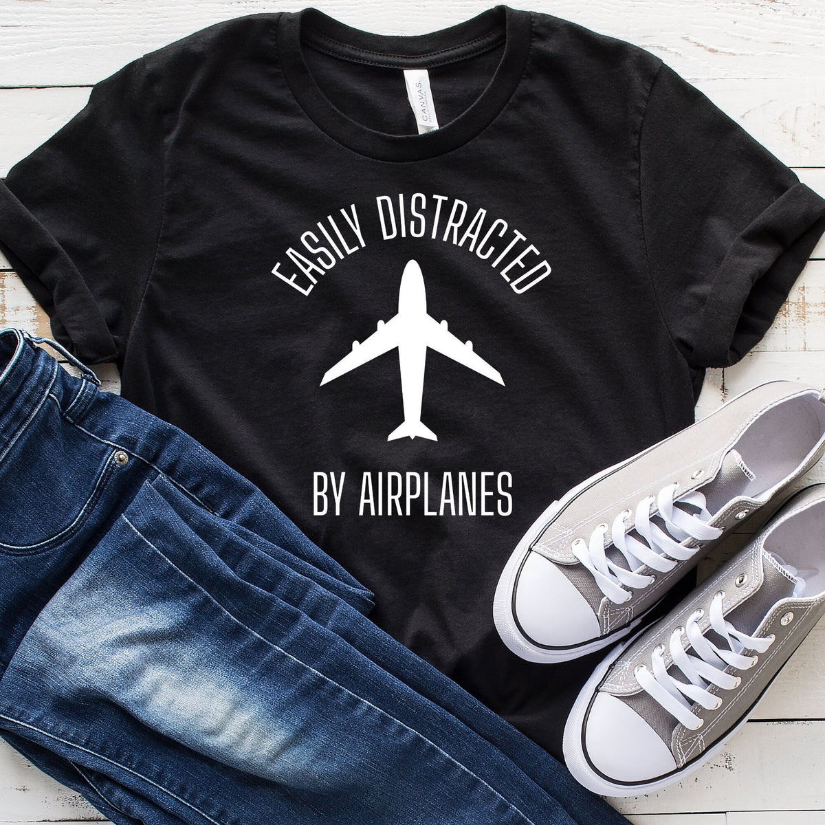 Funny Airplane Shirt Funny Pilot Shirt Pilot Gift Airplanes Shirt Aviation Gift Gift For Pilot Easily Distracted By Airplanes TShirt Graphic Tee – Bold Style · High-Quality Print