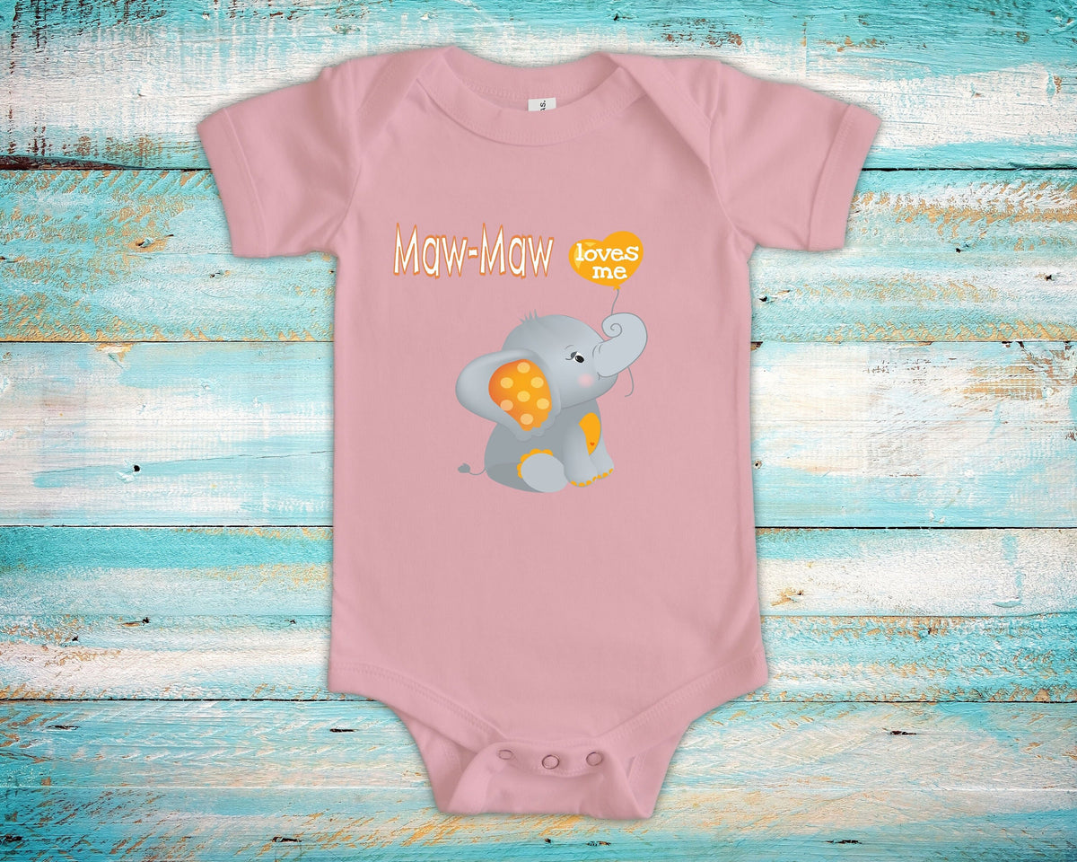 MawMaw Loves Me Cute Grandma Name Elephant Baby Bodysuit Tshirt or Toddler Shirt Special Grandmother Gift or Pregnancy Reveal Announcement Graphic Tee – Premium Graphic · High-Quality Print