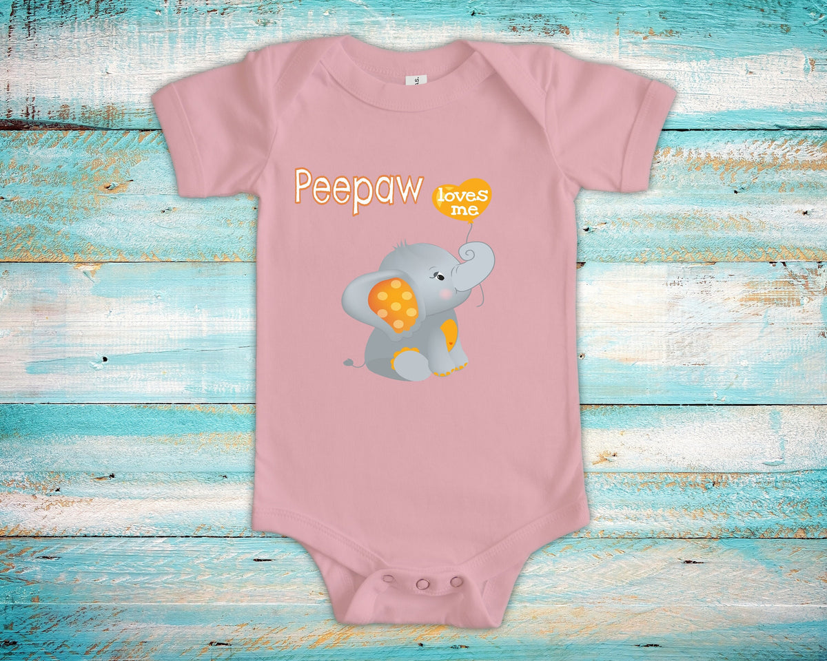 Peepaw Loves Me Cute Grandpa Name Elephant Baby Bodysuit Tshirt or Toddler Shirt Special Grandfather Gift or Pregnancy Reveal Announcement Graphic Tee – Fan Favorite · Great Gift For Fans