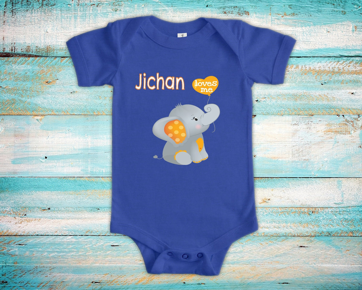 Jichan Loves Me Cute Grandpa Name Elephant Baby Bodysuit Tshirt or Toddler Shirt Japanese Grandfather Gift or Pregnancy Reveal Announcement Graphic Tee – Bold Style · High-Quality Print