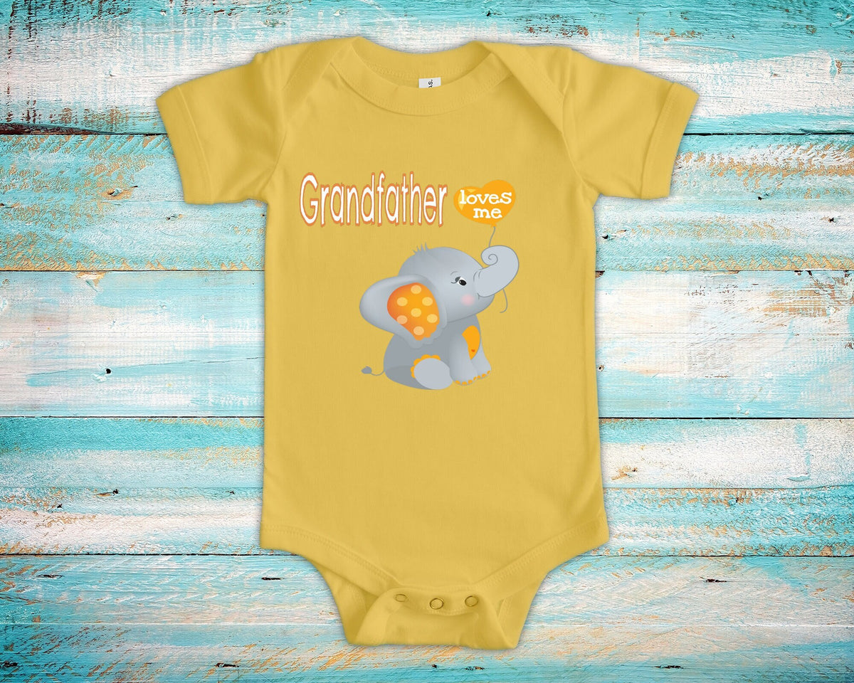 Grandfather Loves Me Cute Grandpa Name Elephant Baby Bodysuit Tshirt or Toddler Shirt Special Grandfather Gift or Pregnancy Announcement Graphic Tee – Aesthetic Look · Perfect For Daily Wear