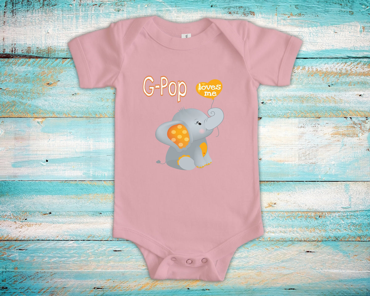 GPop Loves Me Cute Grandpa Name Elephant Baby Bodysuit Tshirt or Toddler Shirt Special Grandfather Gift or Pregnancy Reveal Announcement Graphic Tee – Premium Graphic · Trending Graphic Apparel