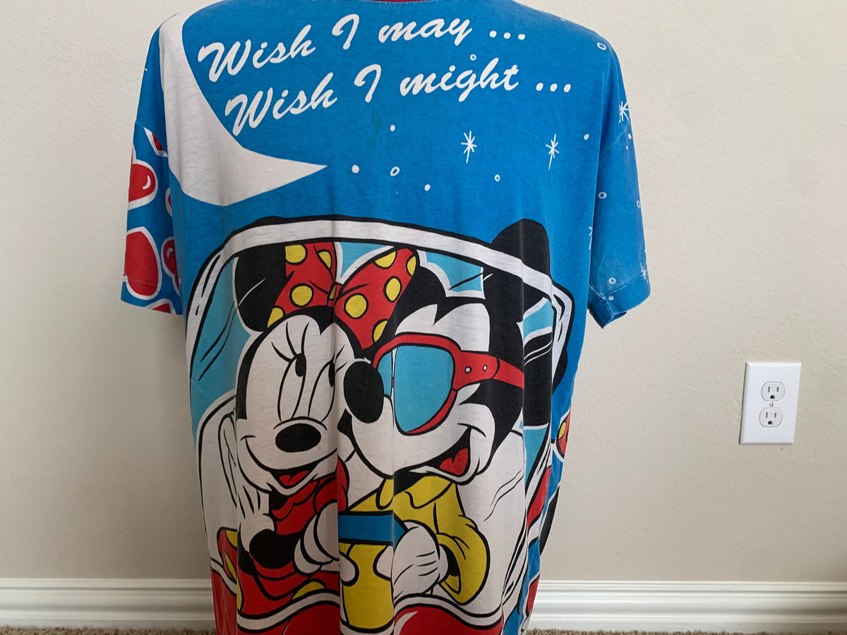 Vintage 9039s Mickey and Minnie Wish I May Wish I Might AOP All Over Print Night Gown T Shirt Size XL Graphic Tee – Warm & Stylish · Must-Have Style