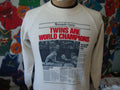 80s Vintage Minnesota Twins 1987 world Series Newspaper Crewneck Sweatshirt S Sweatshirt – Aesthetic Look · Must-Have Style
