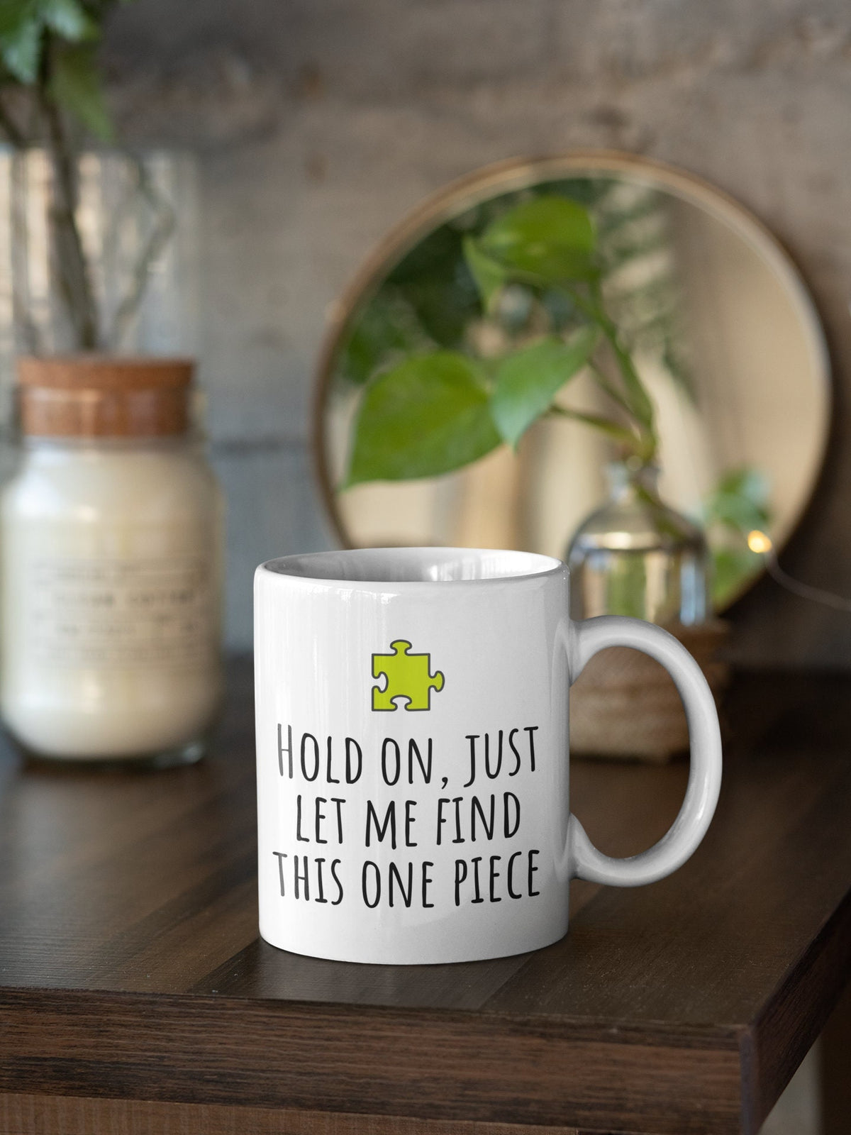 Jigsaw Puzzle Mug Puzzle Mug Puzzle Lover Gift Idea Let Me Find This One Piece Graphic Tee – Soft Feel · High-Quality Print