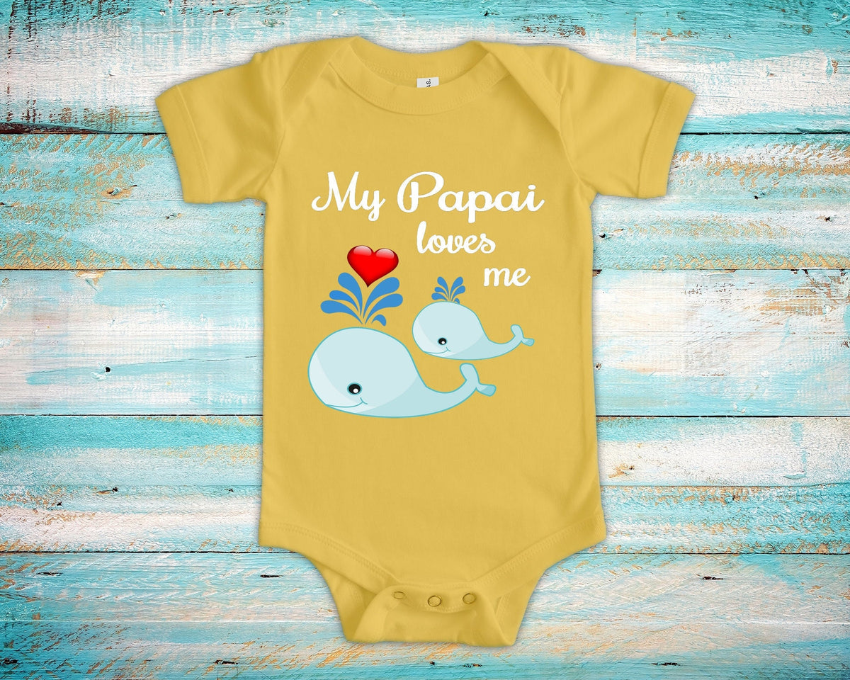 Papai Loves Me Cute Grandpa Name Whale Baby Bodysuit Tshirt or Toddler Shirt Brazilian Grandfather Gift or Pregnancy Reveal Announcement Graphic Tee – Soft Feel · Perfect For Daily Wear
