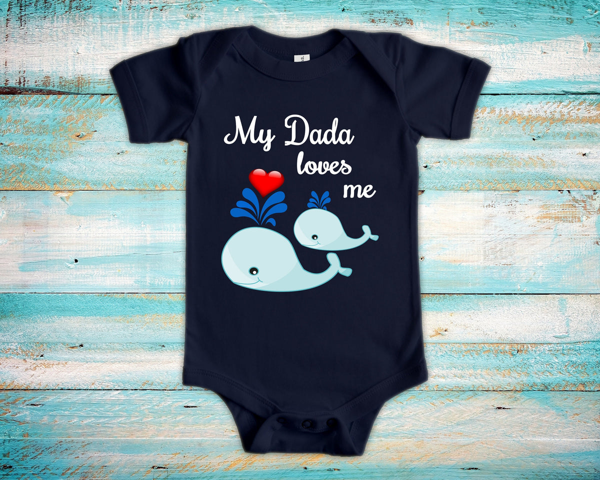 Dada Loves Me Cute Grandpa Name Whale Baby Bodysuit Tshirt or Toddler Shirt India Indian Grandfather Gift or Pregnancy Reveal Announcement Graphic Tee – Bold Style · High-Quality Print