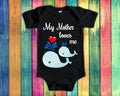 Mother Loves Me Cute Mom Name Whale Baby Bodysuit Tshirt or Toddler Shirt Special Mother39s Day or Pregnancy Reveal Announcement Graphic Tee – Aesthetic Look · High-Quality Print