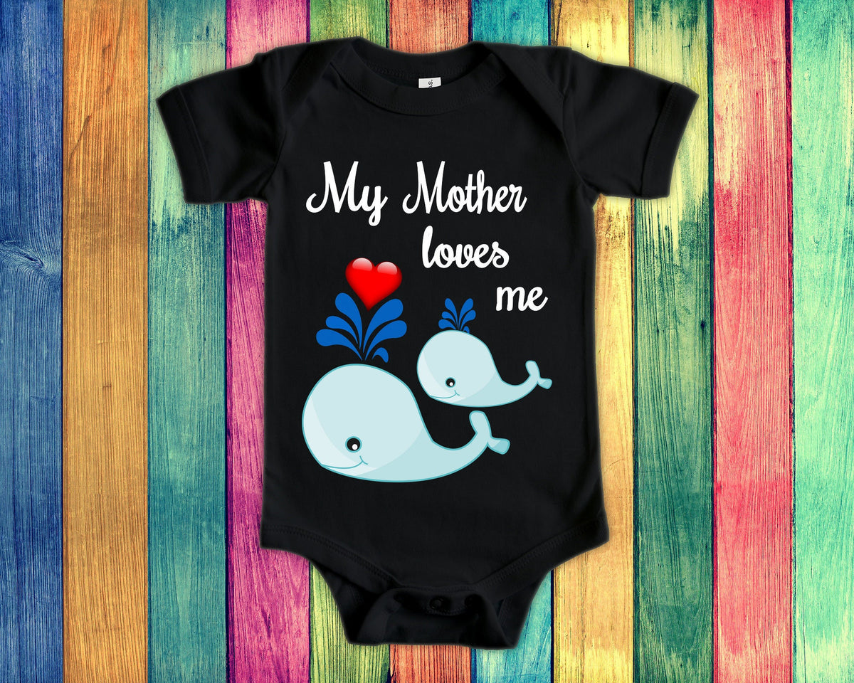Mother Loves Me Cute Mom Name Whale Baby Bodysuit Tshirt or Toddler Shirt Special Mother39s Day or Pregnancy Reveal Announcement Graphic Tee – Aesthetic Look · High-Quality Print