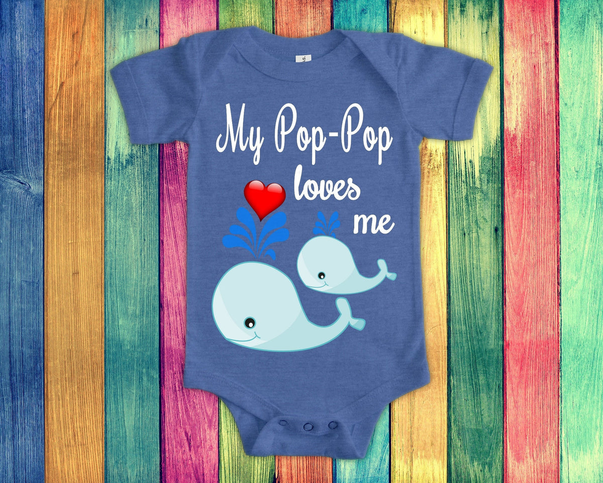PopPop Loves Me Cute Grandpa Name Whale Baby Bodysuit Tshirt or Toddler Shirt Special Grandfather Gift or Pregnancy Reveal Announcement Graphic Tee – Soft Feel · Top Pick For Any Outfit