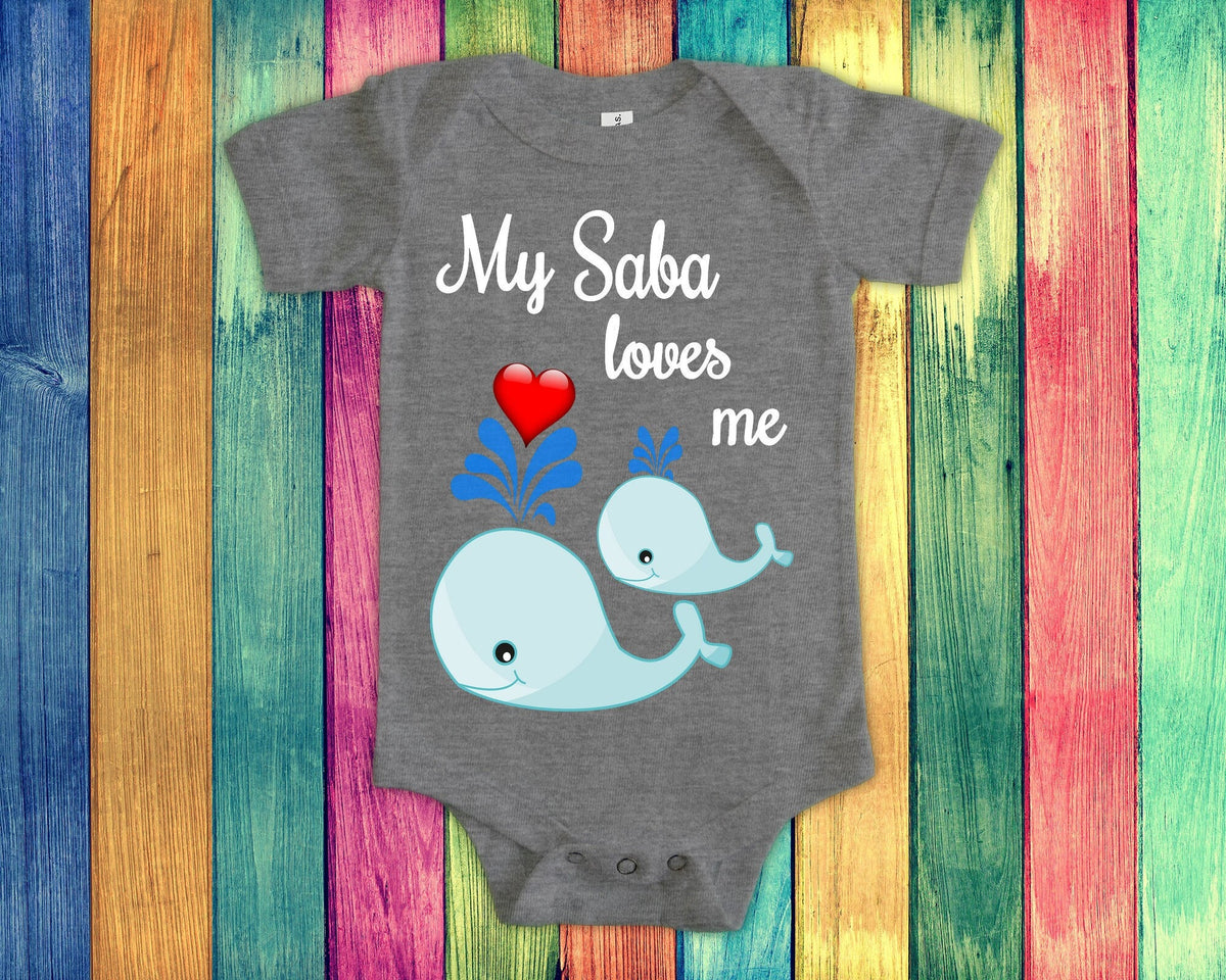 Saba Loves Me Cute Grandpa Name Whale Baby Bodysuit Tshirt or Toddler Shirt Hebrew Jewish Grandfather Gift or Pregnancy Reveal Announcement Graphic Tee – Easygoing Wear · Perfect For Daily Wear