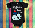 Jichan Loves Me Cute Grandpa Name Whale Baby Bodysuit Tshirt or Toddler Shirt Japanese Grandfather Gift or Pregnancy Reveal Announcement Graphic Tee – Soft Feel · Perfect For Daily Wear