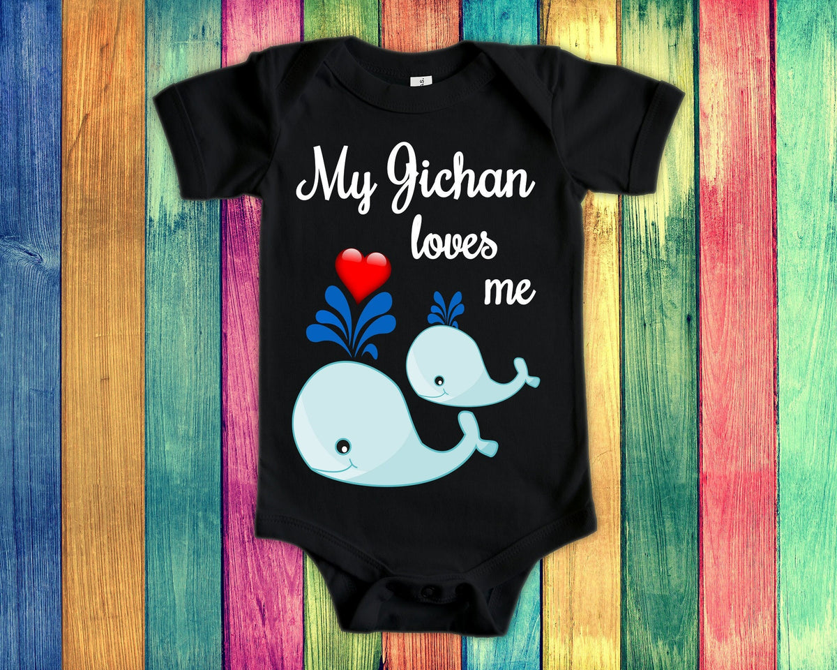 Jichan Loves Me Cute Grandpa Name Whale Baby Bodysuit Tshirt or Toddler Shirt Japanese Grandfather Gift or Pregnancy Reveal Announcement Graphic Tee – Soft Feel · Perfect For Daily Wear