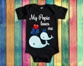 Popie Loves Me Cute Grandpa Name Whale Baby Bodysuit Tshirt or Toddler Shirt Special Grandfather Gift or Pregnancy Reveal Announcement Graphic Tee – Warm & Stylish · Perfect For Daily Wear