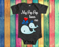 Pop Pop Loves Me Cute Grandpa Name Whale Baby Bodysuit Tshirt or Toddler Shirt Special Grandfather Gift or Pregnancy Reveal Announcement Graphic Tee – Soft Feel · High-Quality Print
