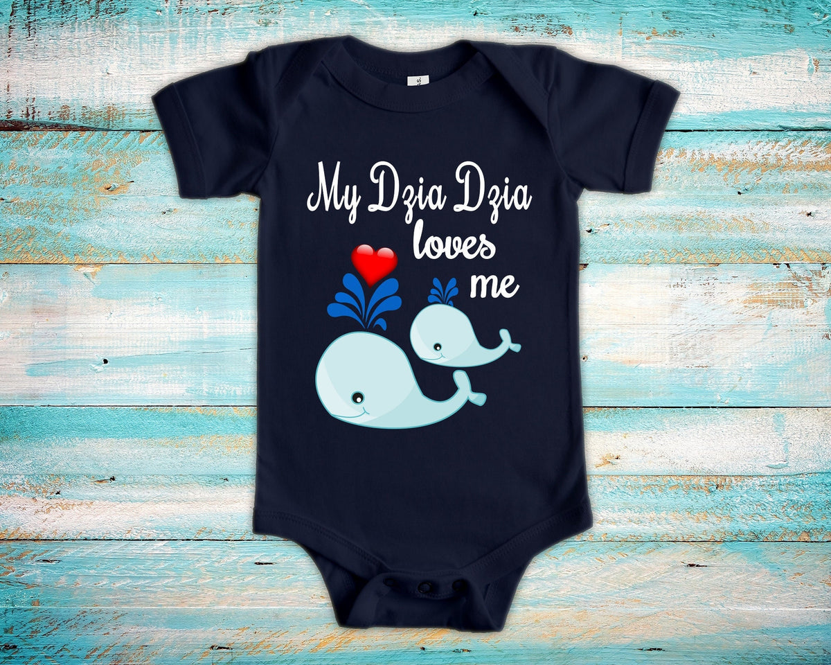 Dzia Dzia Loves Me Cute Grandpa Name Whale Baby Bodysuit Tshirt or Toddler Shirt Polish Grandfather Gift or Pregnancy Reveal Announcement Graphic Tee – Warm & Stylish · Great Gift For Fans