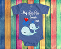 Big Paw Loves Me Cute Grandpa Name Whale Baby Bodysuit Tshirt or Toddler Shirt Special Grandfather Gift or Pregnancy Reveal Announcement Graphic Tee – Cozy Vibes · High-Quality Print