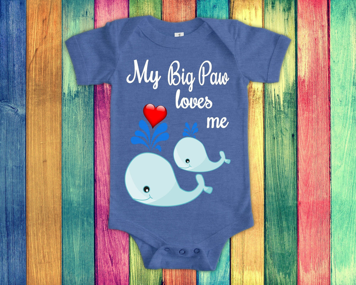 Big Paw Loves Me Cute Grandpa Name Whale Baby Bodysuit Tshirt or Toddler Shirt Special Grandfather Gift or Pregnancy Reveal Announcement Graphic Tee – Cozy Vibes · High-Quality Print