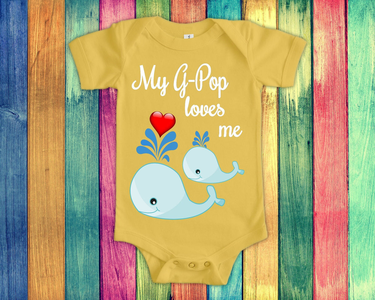 GPop Loves Me Cute Grandpa Name Whale Baby Bodysuit Tshirt or Toddler Shirt Special Grandfather Gift or Pregnancy Reveal Announcement Graphic Tee – Soft Feel · Top Pick For Any Outfit