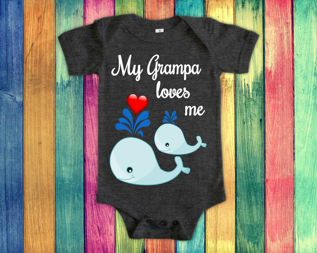 Grampa Loves Me Cute Grandpa Name Whale Baby Bodysuit Tshirt or Toddler Shirt Special Grandfather Gift or Pregnancy Reveal Announcement Graphic Tee – Feel-Good Design · High-Quality Print