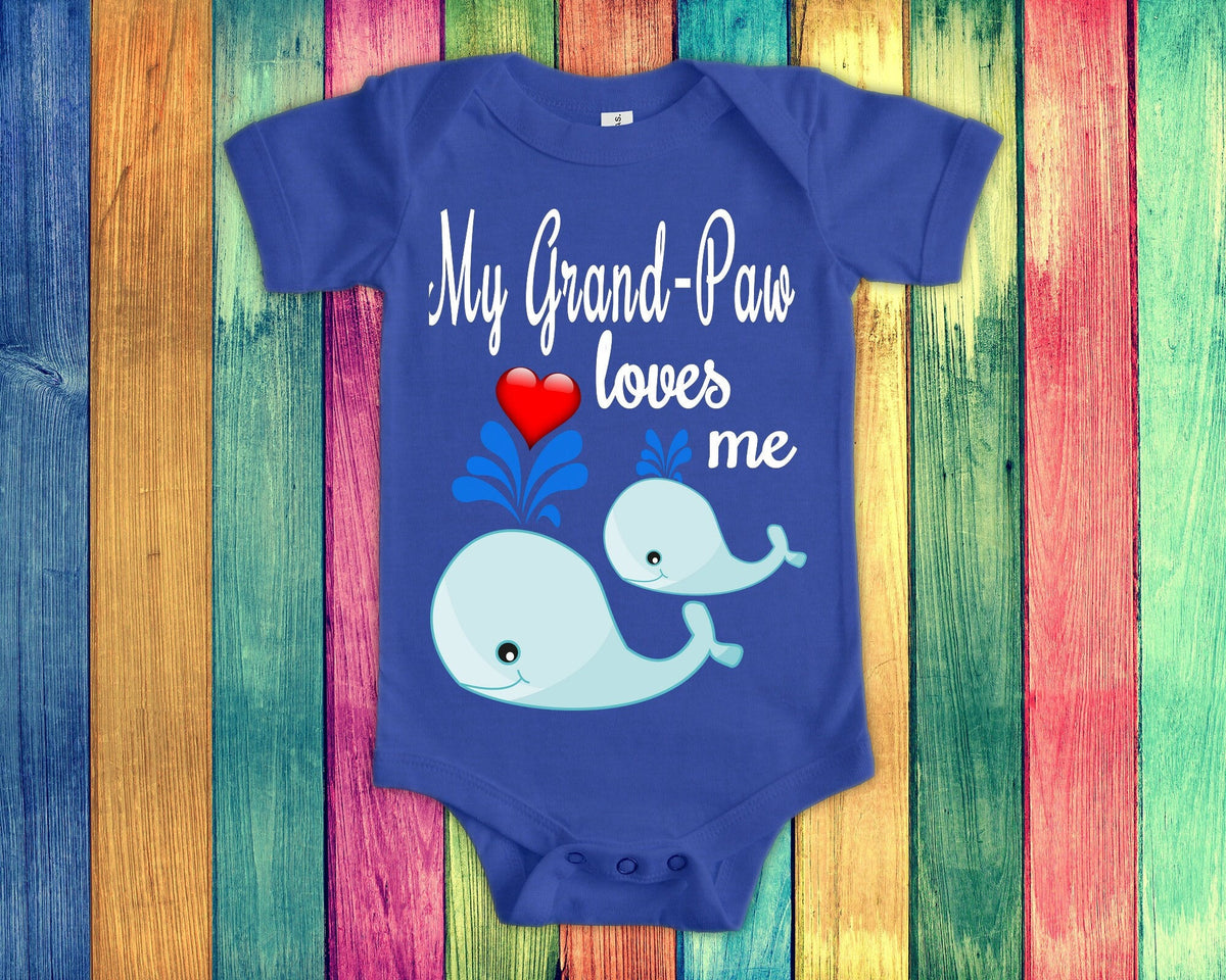 GrandPaw Loves Me Cute Grandpa Name Whale Baby Bodysuit Tshirt or Toddler Shirt Special Grandfather Gift or Pregnancy Reveal Announcement Graphic Tee – Aesthetic Look · High-Quality Print