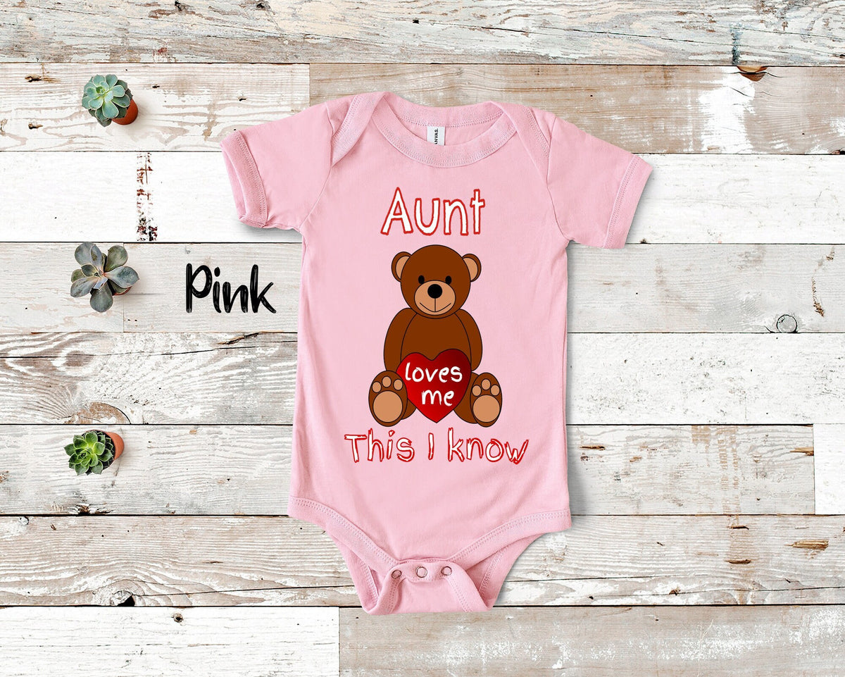 Aunt Loves Me Cute Name Bear Baby Bodysuit Tshirt or Toddler Shirt Special Aunt Gift or Pregnancy Reveal Announcement Graphic Tee – Soft Feel · Top Pick For Any Outfit