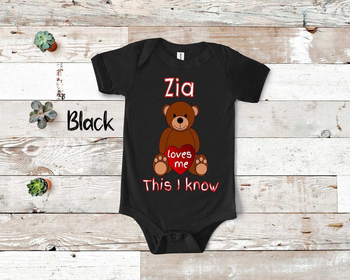 Zia Loves Me Cute Aunt Name Bear Baby Bodysuit Tshirt or Toddler Shirt Italy Italian Aunt Gift or Pregnancy Reveal Announcement Graphic Tee – Warm & Stylish · Perfect For Daily Wear