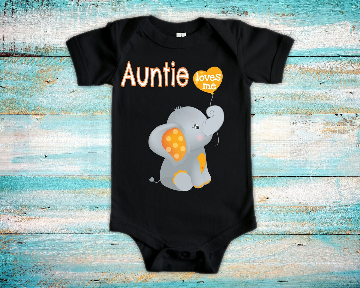 Auntie Loves Me Cute Aunt Name Elephant Baby Bodysuit Tshirt or Toddler Shirt For a Special Gift or Pregnancy Reveal Announcement Graphic Tee – Soft Feel · Top Pick For Any Outfit